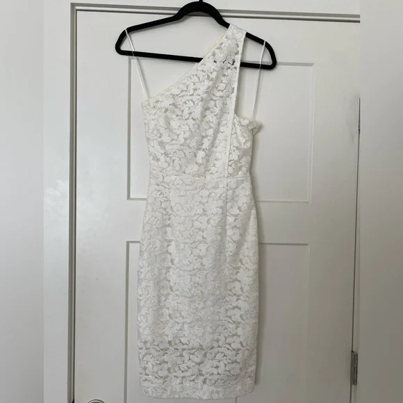 Reiss | Dresses | Reiss Lace One Shoulder White Midi Dress | Poshmark